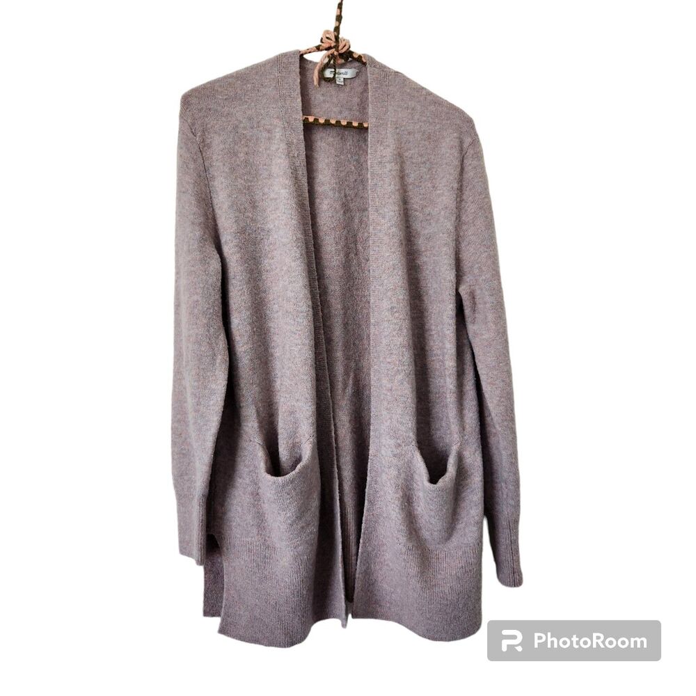 Madewell Alpaca Blend Open Cardigan M Marled Pink Mauve Slouchy Minimalist Cozy
